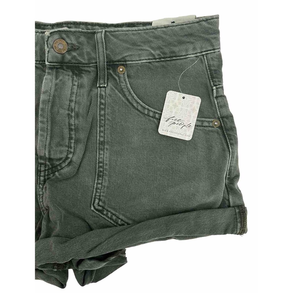 Free People Beginner's Luck‎ Low Rise Slouch Shorts - Olive Green Size 29 New - Picture 4 of 13